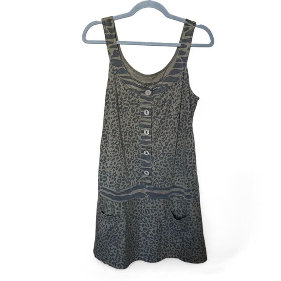 Sanctuary Tank Shift Dress Size Large Green Black Multi Animal Patterns - Picture 1 of 8